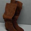 Knee High Boots for Women Chunky Heel Pointed Toe Boots Side Zipper Long Boots (9, Brown Suede)