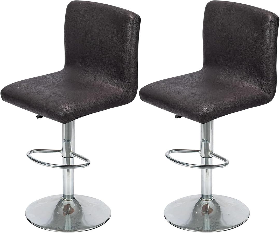 FUANGUI Bar Stool Covers Set of 2, Stretch Bar Stool Chair Cover Slipcovers
Faux Leather Looking Counter Stool Bar Chair Covers for Kitchen Pub Dining Room Retro Style Home Deco- Black