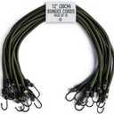 Pluvios - 12" (30CM) Bungee Cords with Hooks Heavy Duty Outdoor - 10 Pack  Choice of Sizes - Multi-Purpose Elastic Bungee Straps for Luggage, Camping - Weatherproof & UV