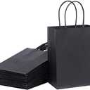 SUNCOLOR 50-Pack Mini Paper Gift Bags, 6" Mini Goodie Bags, Black Handle Party Favor Bags for Birthday, Halloween, Wedding