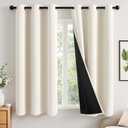 MIULEE Cream 100% Blackout Curtains for Bedroom 63 Inch Long, 2 Thick Layers Thermal Insulated Black Out Window Curtains with Black Liner, Noise Reducing Grommet Living Room Drapes 2 Panels Set Ivory, 40"W x 63"L