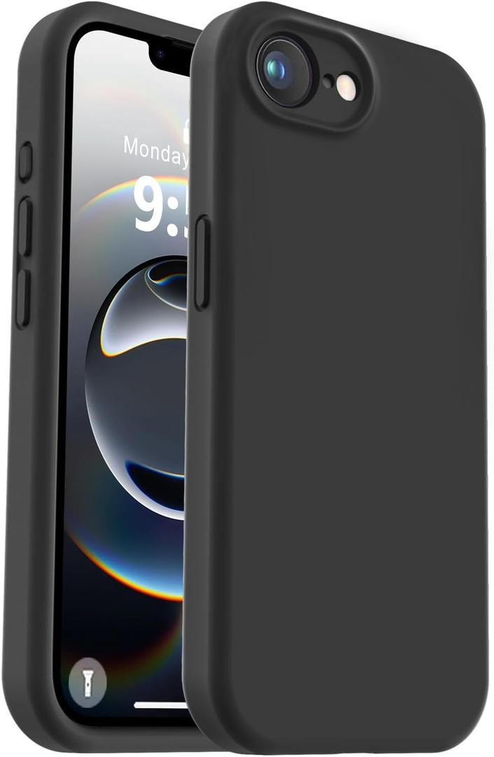 Vooii Compatible with iPhone 17e Case and for iPhone 16e Case, Liquid Silicone Upgrade [Camera Protection] [Soft Anti-Scratch Microfiber Lining] Shockproof Phone Case for iPhone 17e/16e 6.1" - Black