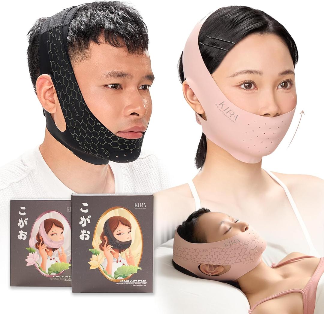 Chin Strap for Sleeping & Anti SnoringPremium Far Infrared Fabric Double Chin Reducer, Chin Strap for CPAP Users, Jawline Shaper, CPAP Chin Strap to Keep Mouth Closed, Face Lift, V-Line Lifting Mask (Coral Pink)