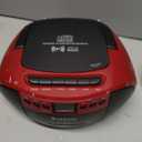G Keni Portable CD and Cassette Player Boombox Combo, Casette Tape Recorder with Remote, AM FM Radio, USB Playback with Earphone Jack, 5.1V Bluetooth Speaker, Battery Operated/AC Powered for Home(Red)