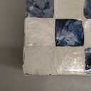 CHI AN HOME 5.7" Square Tissue Box Cover, Handmade Checkered Cube Tissue Box Cover with Capiz Shells, Decorative Tissue Holder for Living Room, Bathroom, Bedroom or Office (Navy Blue)