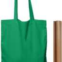 NPBAG 5 Pack 15'' X 16'' Green Cotton Tote Bags, Lightweight Blank Bulk Cloth bags with 1pc of PTFE Teflon Sheet (Medium)