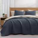 WRENSONGE King Size Quilt-3 Pieces Lightweight Blue Grey Bedspreads King Quilt Bedding Set for All Seasons, Soft Summer Coverlet with 2 Pillow Shams Suitable for Bed, Couch, Quilt Blanket