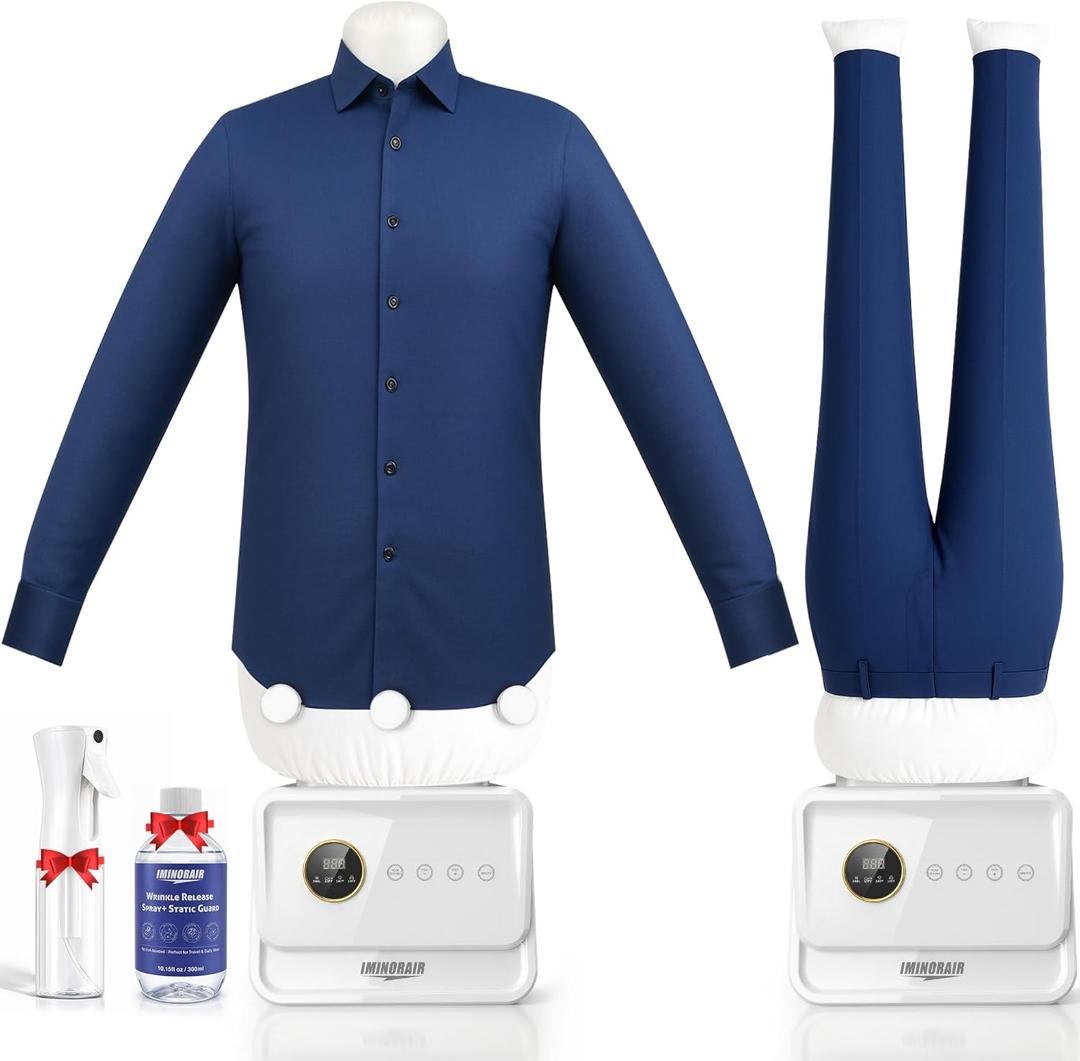 Automatic Ironing Machine, Portable Hands-Free Wrinkle Remover for Shirts & Pants, Gentle on All Fabrics, Ironing Machine Perfect for Apartments & Business Travel (White)