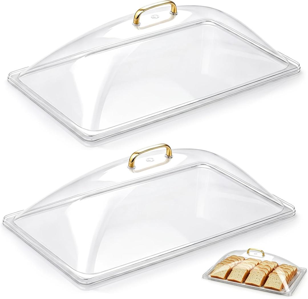 Blulu 2 Pcs 13" x 21" Polycarbonate Clear Dome Display Cover Food Dome Lid