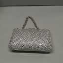 Womens Sparkly Rhinestone Sequin Glitter bag Clutch Evening Handbag Shoulder Bags Purse for Wedding Party Prom (#2405-silver)