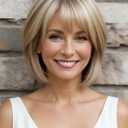 Layered Ombre Light Blonde Wigs for White Women with Bangs, Synthetic Straight Short Haircuts Wig Natural Looking Lightweight Glueless Blonde Bob Wig for Thinning Hair Lady Daily Wear