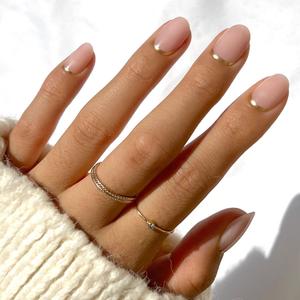 Glamnetic Press On Nails - Goal Digger | Glossy, Semi-Transparent, Short Round Nails, Reusable | 12 Sizes - 30 Nail Kit with Glue (2-Goal Digger)