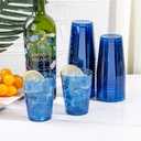 DaYammi 100 Pack Clear Blue Plastic Cups 10 Oz - Heavy Duty Blue Disposable Cups,blue Party cups Disposable Tumblers for Wedding,Birthday,Cocktails & Celebrations Reusable Drinking Glasses