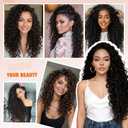 Curly Wig for Women long Black Curly Wigs 34inch 13x4x1 HD Lace Front Wigs Synthetic Middle Part Wig Upgraded Premium Human-Hair-Like Fiber Curly Wigs for Daily Party Use(Black)