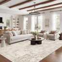 Art&Tuft Washable Rugs 8x10, Area Rugs for Living Room - Non Slip and Low Pile Soft Thin Abstract 8x10 Rug for Bedroom, Dining Room, Kitchen, Office, Beige
