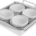 Chicago Metallic Professional 6-Piece Creme Brulee Set with 4 Porcelain Ramekins, 8-Inch Square Pan and Wire Rack