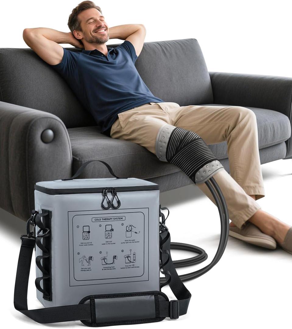 Cold Therapy Machine with Timer, Portable Ice Machine for Knee After Surgery, Knee Replacement Recovery System with Compression Pad for Shoulder, Hip and Ankle-Gary