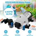 [Upgraded Version] R3526144D RV Water Pump,3 GPM 12V DC 50 PSI Triplex Self-Priming Diaphragm Water Pump Replace R3526144D/03526-144A,Quiet & Auto Shut-Off,for RV Boats Camper Trailers-White