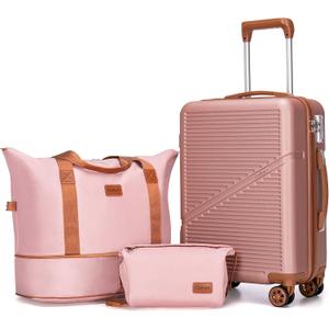 Cosbarn Carry On Luggage Set 22x14x9 Airline Approved, 3 Piece 20 Inch Lightweight ABS Hardside Suitcases with Wheels and TSA Lock, Durable Waterproof Travel Suitcase for Men Women