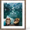 Hongkee 20x24 Picture Frame, Rustic Brown Wood Style, Wall Mounting | Display Posters 16 x 20 with Mat or 20 x 24 without Mat, 1 Pack for Photos, Artwork; Fits Home, Office & Gallery Wall Decor