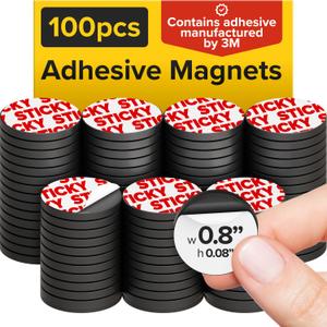 X-bet MAGNET Round Flexible Magnets with Adhesive Backing - (100pcs 0.8"x0.08") Magnetic Dots for Whiteboard, Fridge - Stickers for Planning and Organization - Teacher Must Have - Teacher Supplies
