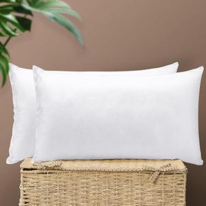 OTOSTAR Set of 2 Pillow Inserts 12x20 Inch, Decorative Rectangle Throw Pillow Inserts, Premium Fluffy Pillow Forms Sham Stuffer for Sofa Bed Couch Living Room- Indoor (White)