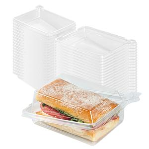Restaurantware Tamper Tek 5.9 x 4.5 x 2.4 Inch Rectangle Take Out Containers 100 Durable Sandwich To-Go Containers - Tamper-Evident Freezable Clear Plastic Sandwich Containers With Hinged Lids