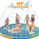 16FT Toffos Large Splash Pad, Sprinkler for Dogs and Kids, 0.5mm Thickened Durable and Foldable Large Pool, Colorful Summer Outdoor Water Play Mat Toys for Toddlers and Dogs (16 FT/197 in)