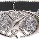 Bling Glitter Y2K Leather Belt for Women Girls Metal Star Buckle Waist Belt Waistband for Jeans Dresses
