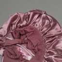 Satin Bonnet for Sleeping Cap Double Layer Hair Bonnet with Elastic Tie Band for Curly Hair Night Cap (Bean Paste + Pink)