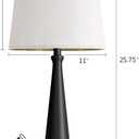 Oneach 25.75" Modern Table Lamp Set of 2, Bedside Lamps with USB Ports, Black Nightstand Lamps Set for Living Room Bedroom House Bedside Home Office Family