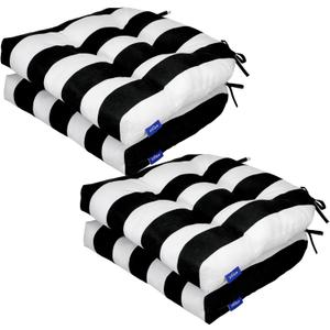 Outdoor/Indoor Wicker Seat Cushions All Weather 19 x 19 inches Outdoor Chair Pads, Set of 2 (Cushion with Ties (4 Pack))