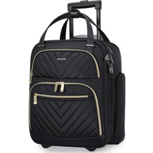 Softside Carry On Luggage With Wheels, Airline Approved 16-Inch Carry On Suitcase With Durable Lock, Lightweight Underseat Carry-On Bag For Travel Men & Women (Black)