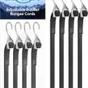 36 Inch Adjustable Rubber Bungee Cords, Easy to Adjust from 6" to 36", Black Bungee Straps with 1.9X Stretch, Rubber Tarp Straps with Crimped S Hooks for Cargo, Tarps, Van, Truck, Motorcycle (8 Pcs)