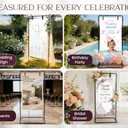 OLEEK Adjustable wedding welcome sign stand - Customizable design bundle for linen sign stand - wedding sign holder - welcome wedding sign - wedding signage with 6 Leather Hanging straps