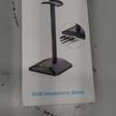 New bee RGB Headphone Stand with 1 USB-C Charging Port and 1 USB Charging Port, Desk Gaming Headset Stand with 7 Light Modes for All Earphone Accessories (Black)