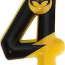 Black Yellow Birthday Candle 4, Bat Cake Topper for Themed Birthday Party Decorations, Boys Girls Birthday Party Supplies (Number 4)