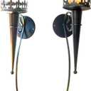 Metal Wall Mounted Candle Sconces,Wall Sconce Candle Holder, Iron Wall Pillar Candle Sconce for Room, Hallway, Entryway, Bathroom, 2 Pack (Torch Design) (White)