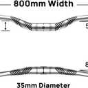 FIFTY-FIFTY Mountain Bike Riser Handlebar, Aluminum Alloy Bicycle Riser Handlebar, 35mm Diameter, 800mm Wide MTB Bar (Silver, 38mm Rise)