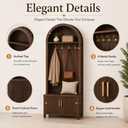 ComeWay 70.3" Arched Top Hall Tree with Storage and Mudroom Bench, Walnut
