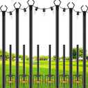 SINLEY 6 Pack String Light Poles,10 Ft Metal Poles with Fork for Outdoor String Lights,Outdoor Light Poles with Fork,Poles/Post/Stand for Outside,Patio,Deck (6 Pack 10FT String Light Pole)