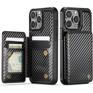 Vinich for iPhone 15 Pro Max Wallet Case with Card Holder, RFID Blocking Credit Slots Kickstand Shockproof Phone Cover Fit for iPhone 15 Pro Max 6.7" Carbon Black