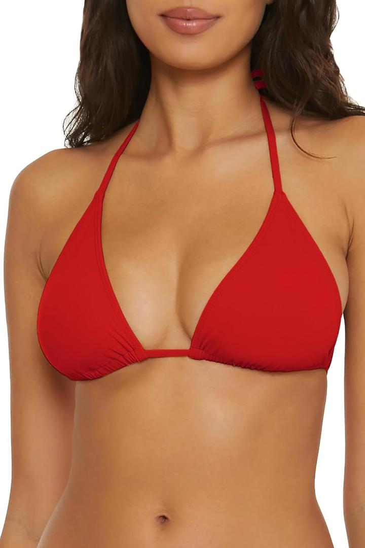 Kira - Women's Multi-Way Triangle Bikini Top, Sexy Swimwear Separates for Women (Large, Ruby)