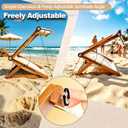 Foldable Wooden Beach Headrest with Adjustable Sun Shade, Ergonomic Neck Support Pillow with Removable Washable Cover for Pool, Camping and Beach