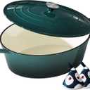Enameled Cast Iron Dutch Oven, 9.3QT Pot with Lid, Bottle Green
