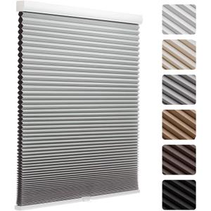 MYshade 1.5-Inch Cellular Cordless Blackout Shades,Thermal Insulating Noise Reducing Waterproof Blinds,Honeycomb Window Treatments for Indoor Light Control (Grey-48 W x 72" H)