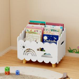 Wood Kids Bookshelf, Montessori Bookshelf, With 2 Adjustable Dividers, Suitable for Kids' Rooms, Nursery & Classroom, Kids Bookshelf And Toy Storage, Toddler Book Rack, Nursery Book Shelves, Kids Bookcase