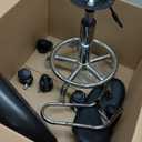 KKTONER PU Leather Modern Rolling Stool with Low Back Height Adjustable Work Salon Drafting Swivel Task Chair with Footrest (Black)