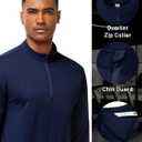 MIER Mens Quarter Zip Pullover Fleece Lined Dry Fit Golf Shirt | Moisture Wicking, Quick Dry, 4-Way Stretch, Reflective Details, Running Athletic Workout Gym, Midweight (Blue, XL)