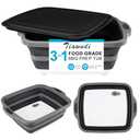 Collapsible Cutting Board with Container, Foldable Camping Sink with Colander, BBQ Prep Tub with Lid, Multifunction Dish Basin for Kitchen, Bowl, Vegetable and Fruit, 2.11 Gal/8L Storage Basket